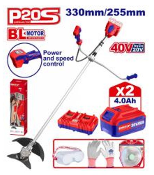 ELMR202523, Cordless string trimmer and brush cutter - 20V, Brushless Professional Cordless Power Tool with Battery Charger Kit